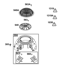 Blower Housing Group Diagram and Parts List for 49J677-0011-G1  Briggs and Stratton Engine